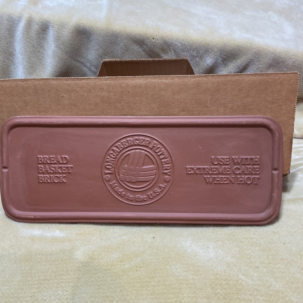 Vintage Longaberger Pottery Bread Basket Warming Brick USA Terracotta Farmhouse
